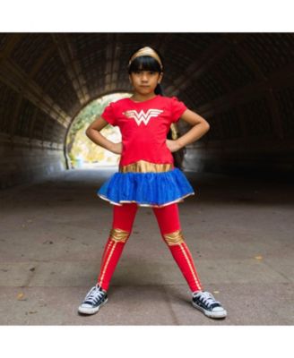 DC Comics Wonder Woman Girls Costume Dress Leggings and Headband 3 Piece Set Toddler to Big Kid