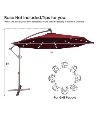 11ft Cantilever/Offset Hanging Patio Umbrella with Solar Light Included