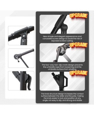 11ft Cantilever/Offset Hanging Patio Umbrella with Easy Tilt and Crank 360° Rotate