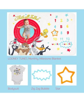Baby Boys Bodysuit and Monthly Milestone Blanket 4 Piece
