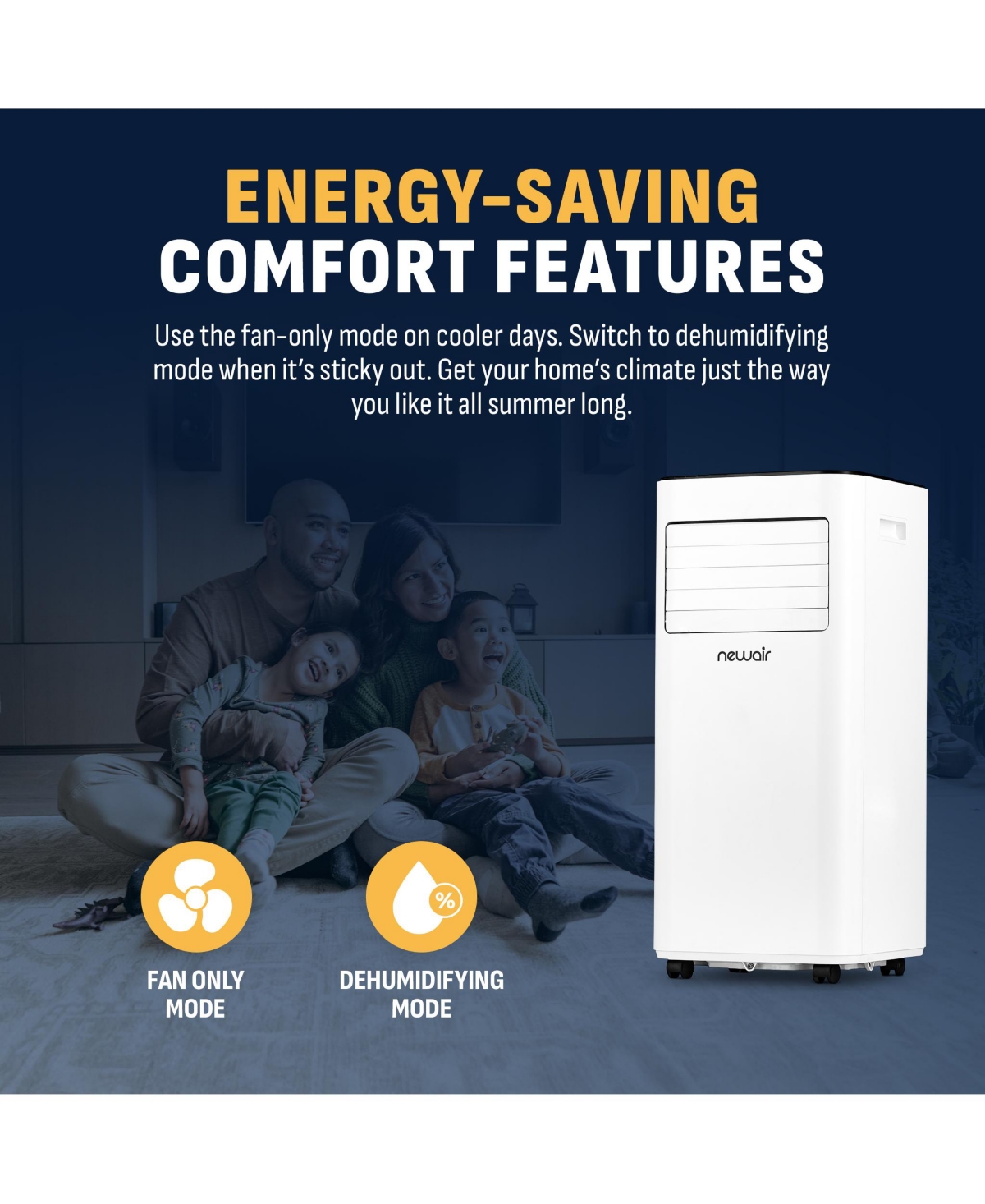 Newair 8,000 Btu Portable Air Conditioner (5,000 Btu Doe), Compact Ac Design with Easy Setup Window Venting Kit, Self-Evaporative System, Quiet Operat