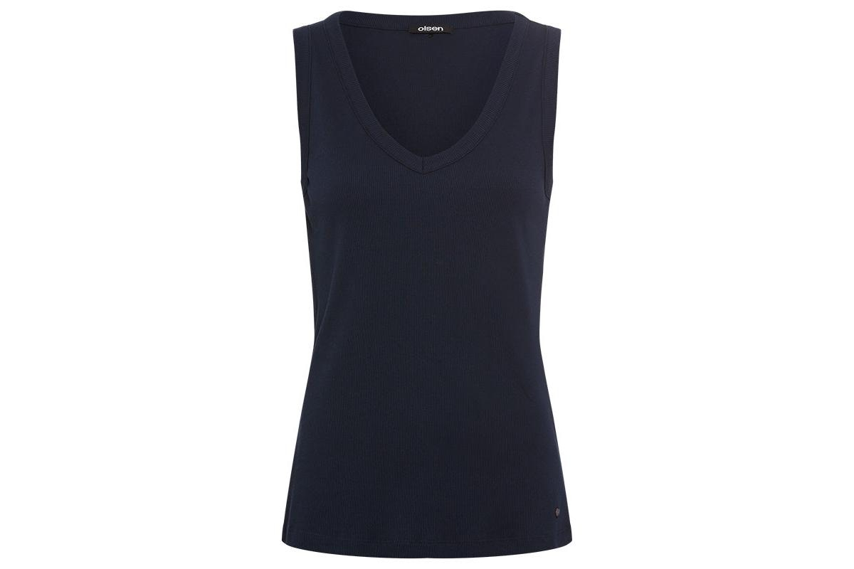 Women's Ribbed Knit Rounded V-Neck Shell - Off white