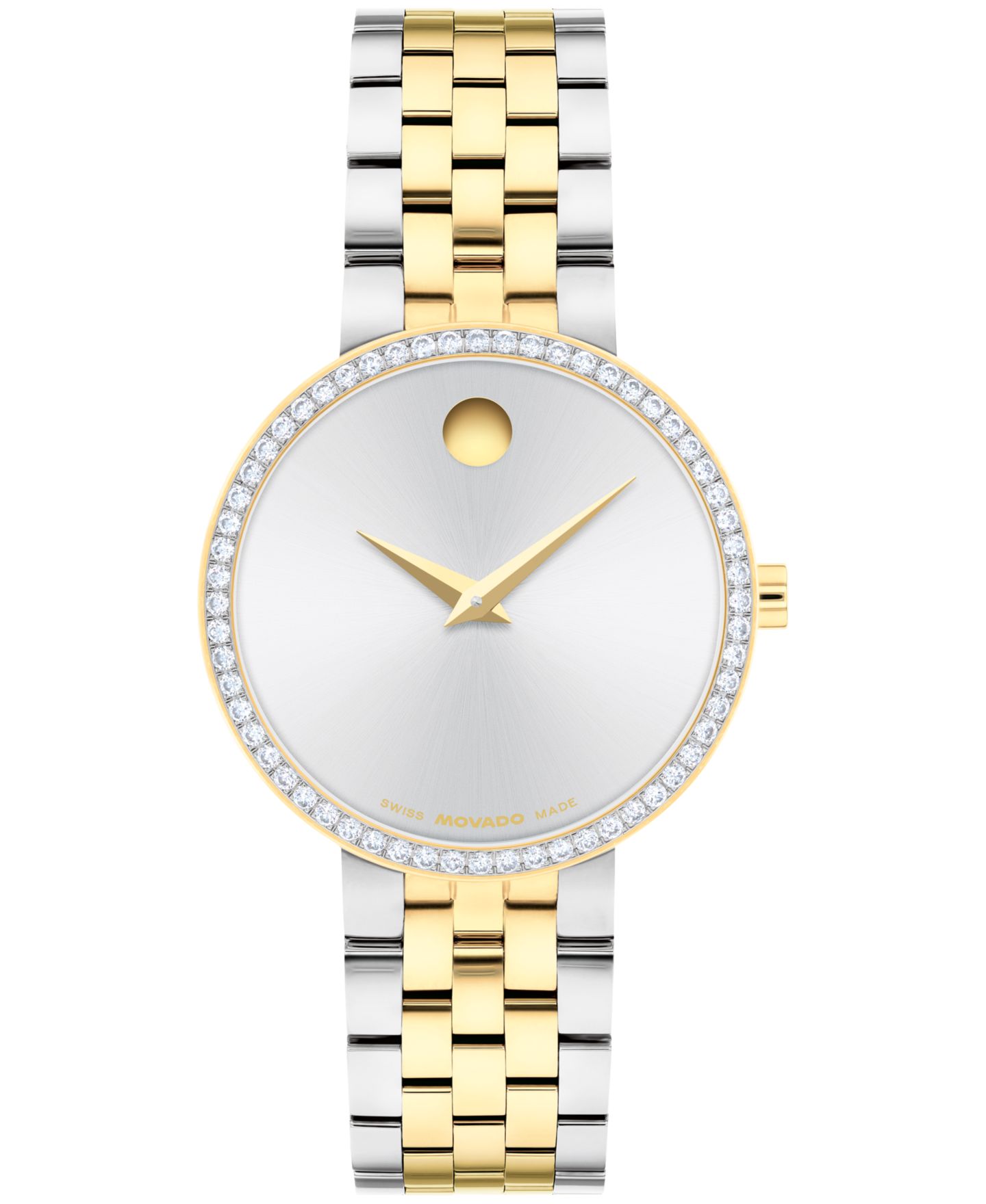 Женские часы Movado Museum Classic Lab Grown Diamond Swiss Quartz Stainless-Steel Light Yellow PVD Watch, 29.5mm — фото 1