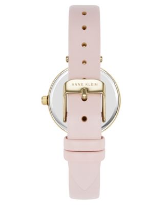 Women's Quartz Round Blush Pink Leather and Gold-Tone Metal Alloy Strap Watch, 32mm
