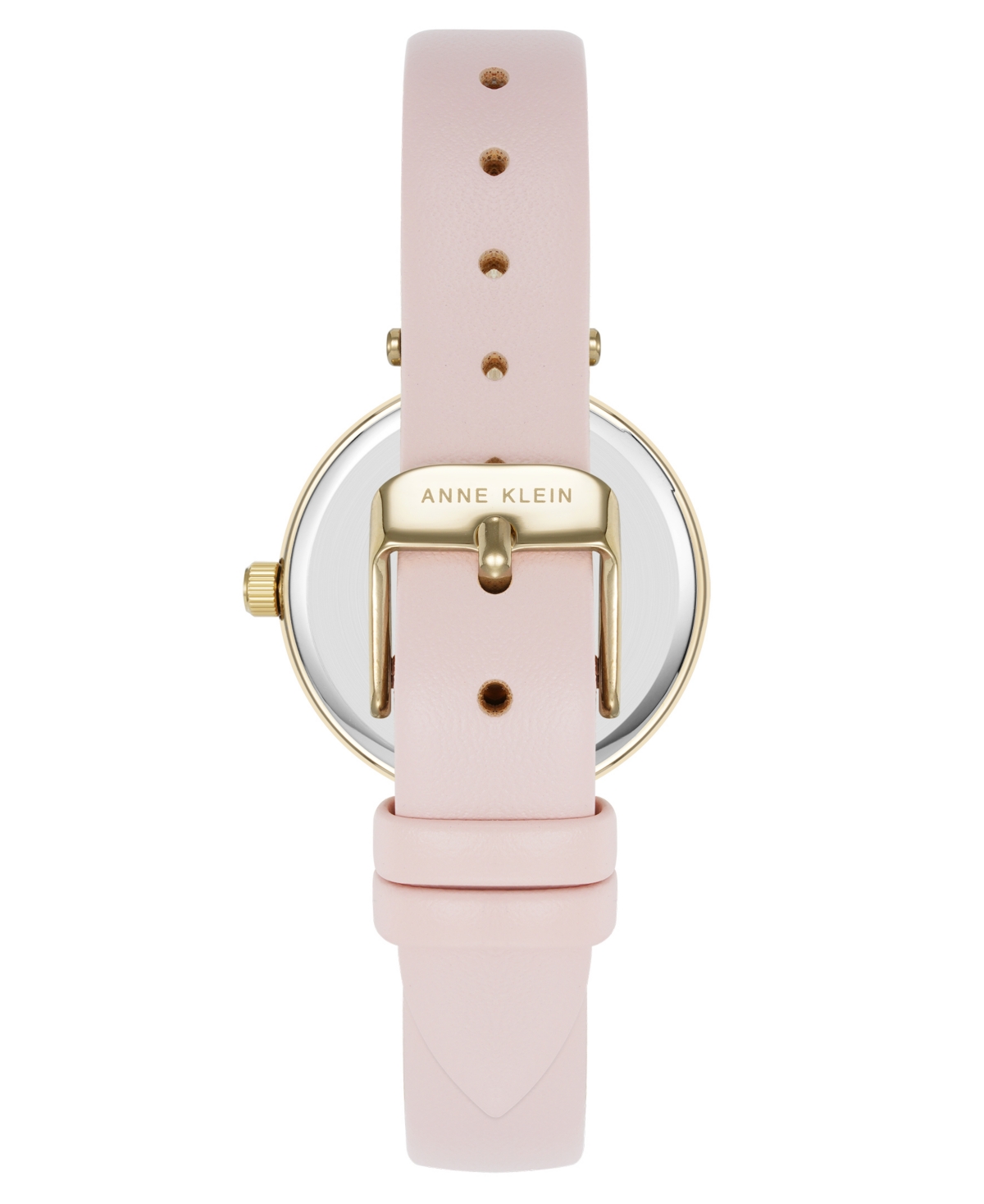 Anne Klein Women's Quartz Round Blush Pink Leather And Gold-tone Metal Alloy Strap Watch, 32mm In Gold-tone,blush Pink