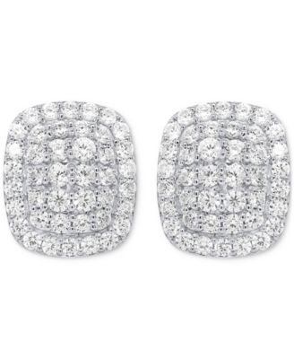 Lab Grown Diamond Cushion Cluster Stud Earrings (2 ct. t.w.) in Sterling Silver or 14k  Gold-Plated Sterling Silver