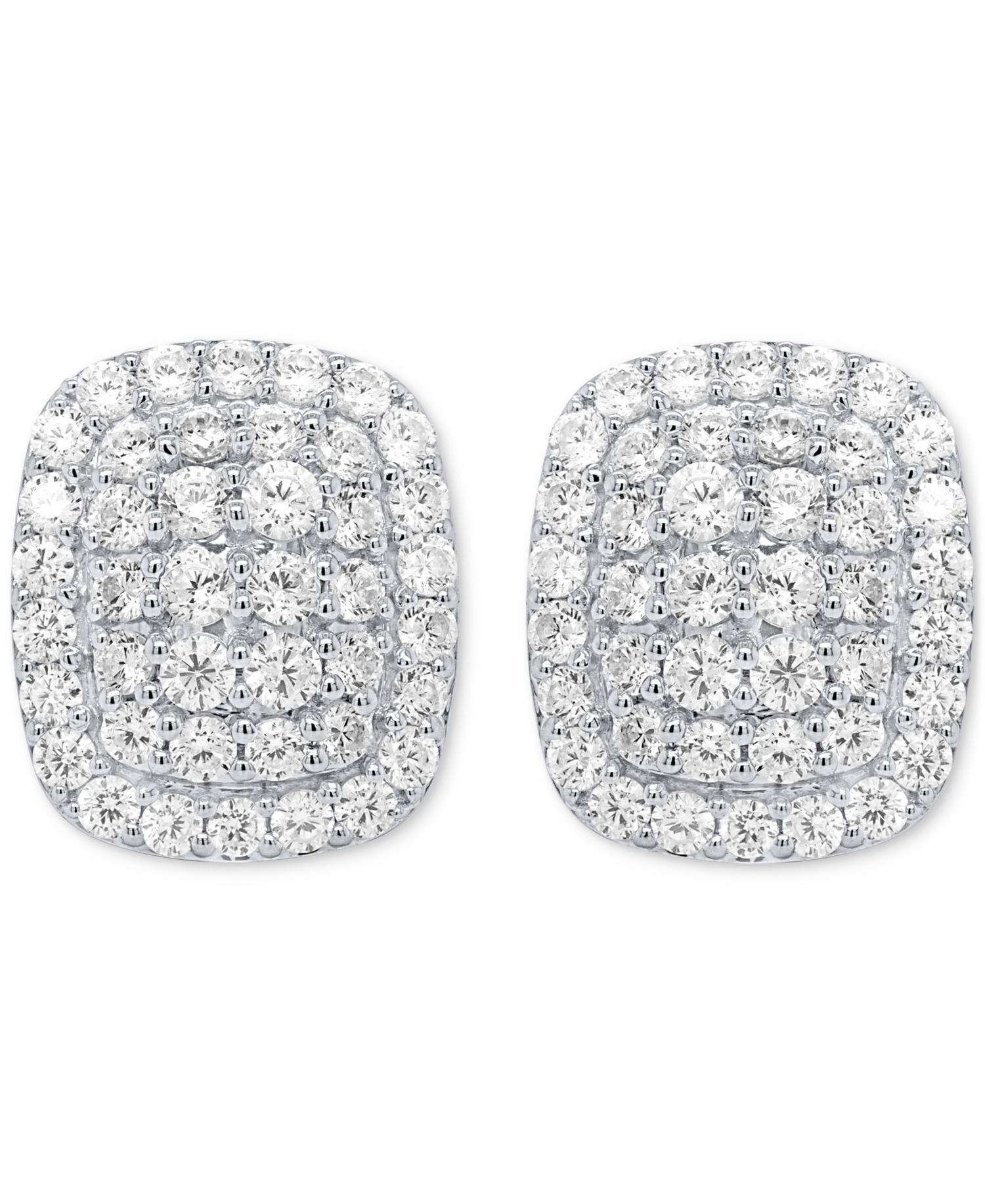 Lab Grown Diamond Cushion Cluster Stud Earrings (2 ct. t.w.) in Sterling Silver or 14k Gold-Plated Sterling Silver