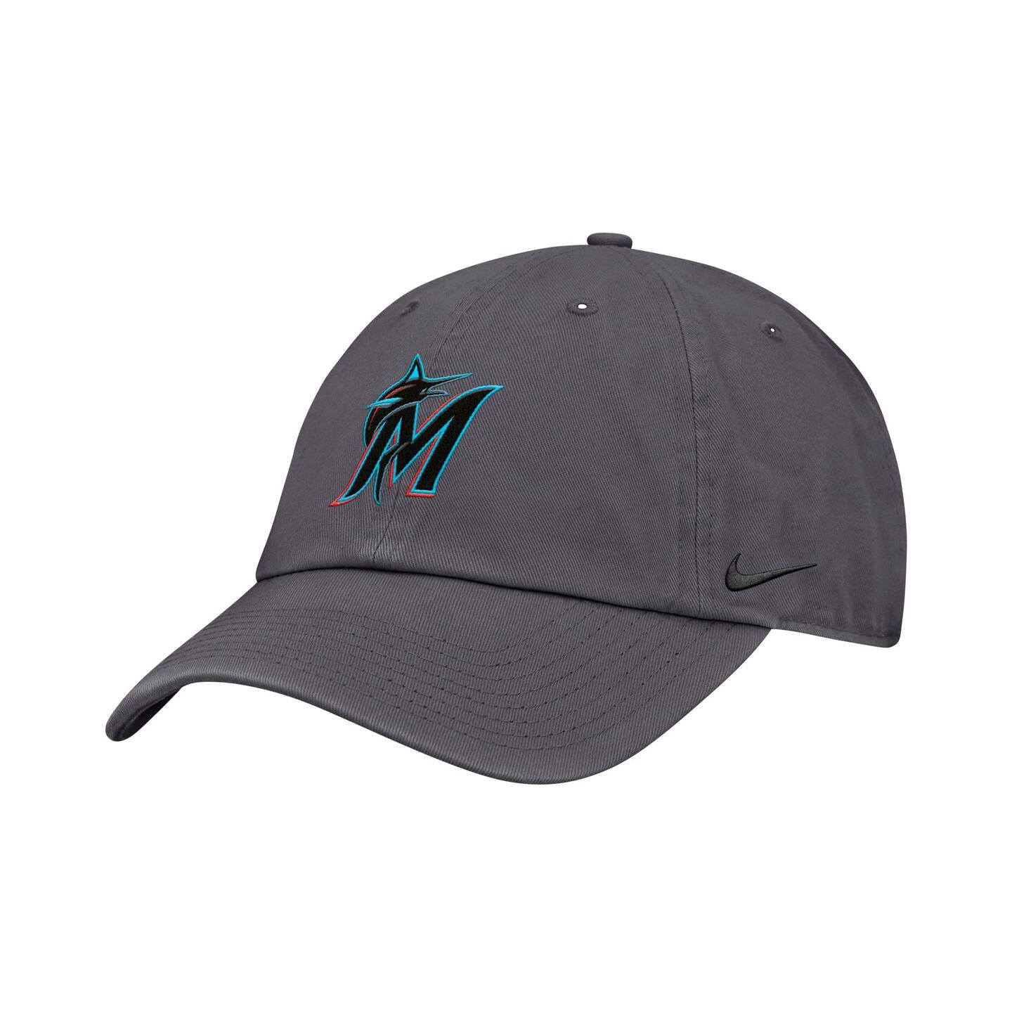 Мужская кепка Nike Gray Miami Marlins Club Adjustable Hat — фото 1