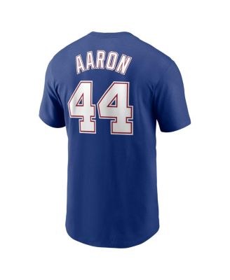 Men's Hank Aaron Royal Atlanta Braves Cooperstown Collection Fuse Name Number T-Shirt