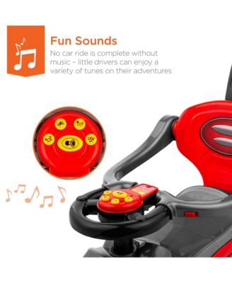 3-in-1 Kids Push and Pedal Toddler Ride On Wagon Play Toy Stroller w/ Sounds, Handle, Horn