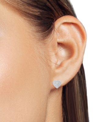 Lab Grown Diamond Heart Cluster Stud Earrings (2 ct. t.w.) in Sterling Silver or 14k Gold-Plated Sterling Silver
