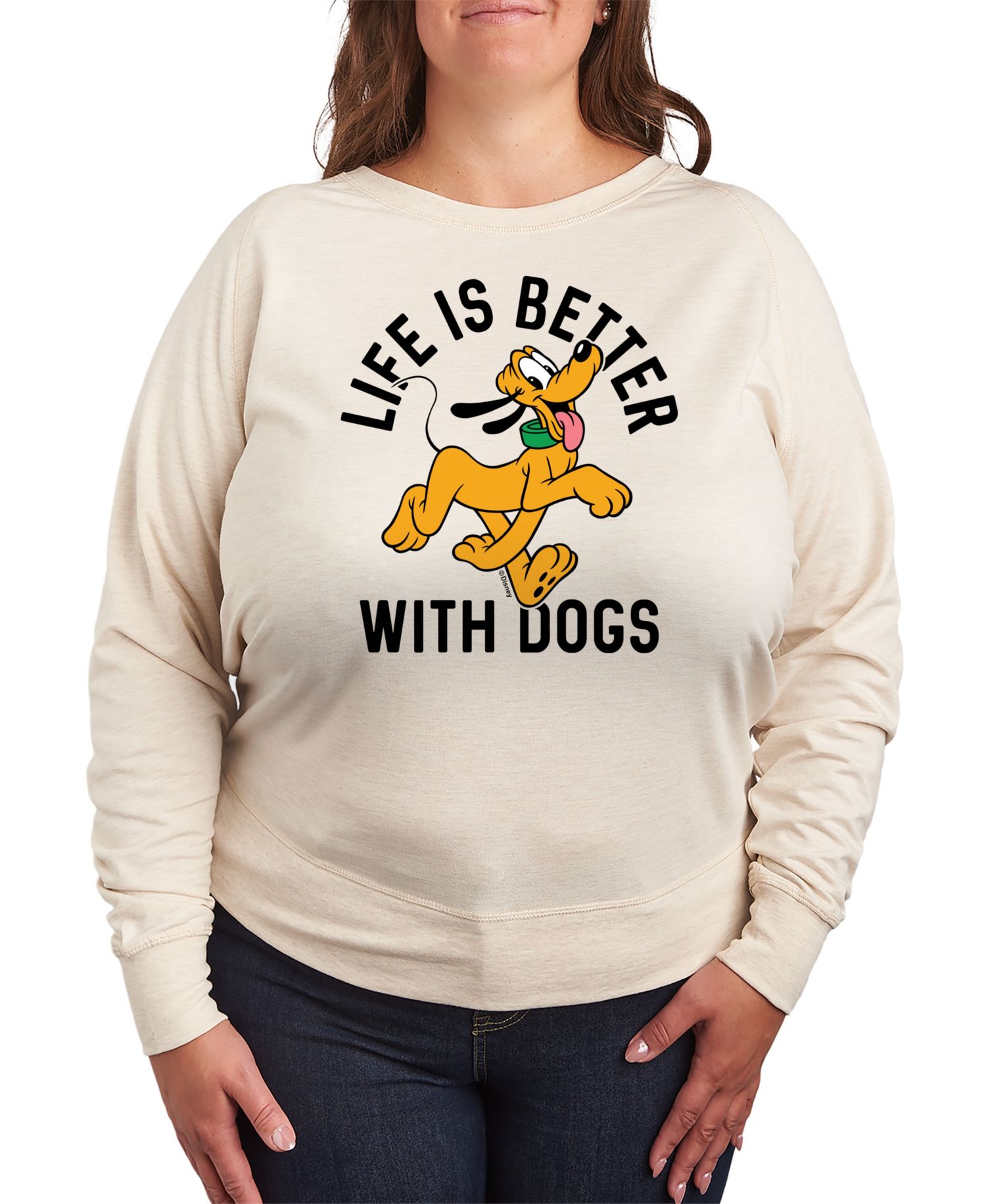 Plus Size Disney Pluto Life is Better with Dogs Graphic Pullover T-Shirt
