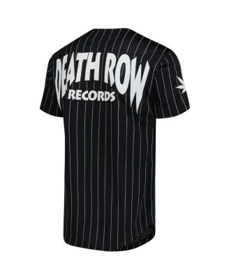 Men's Black Death Row Records Pin Stripe Baseball Jersey