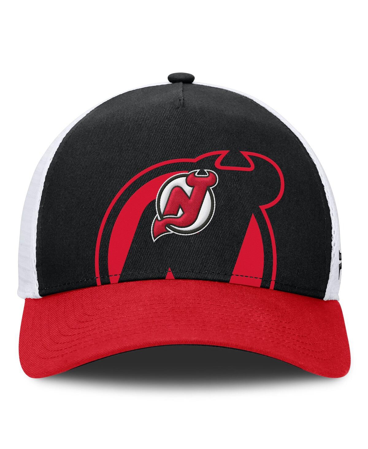 Fanatics Men's Black/red New Jersey Devils Authentic Pro A-frame Rink Adjustable Hat In Black,red