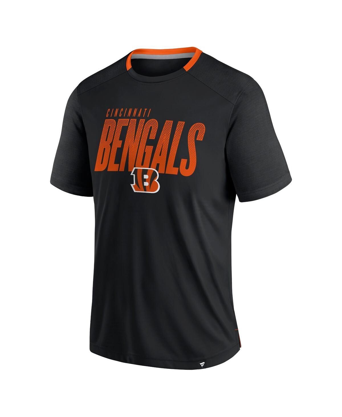 Fanatics Men's Black Cincinnati Bengals Defender Fade Slant T-shirt In Black,orange