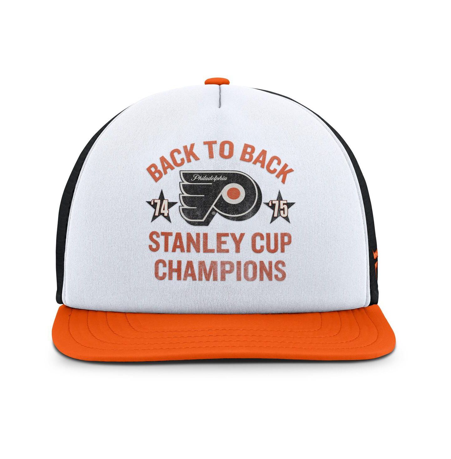 Мужская кепка Fanatics White/Orange Philadelphia Flyers Decades Collection Foam Front Snapback Hat — фото 4