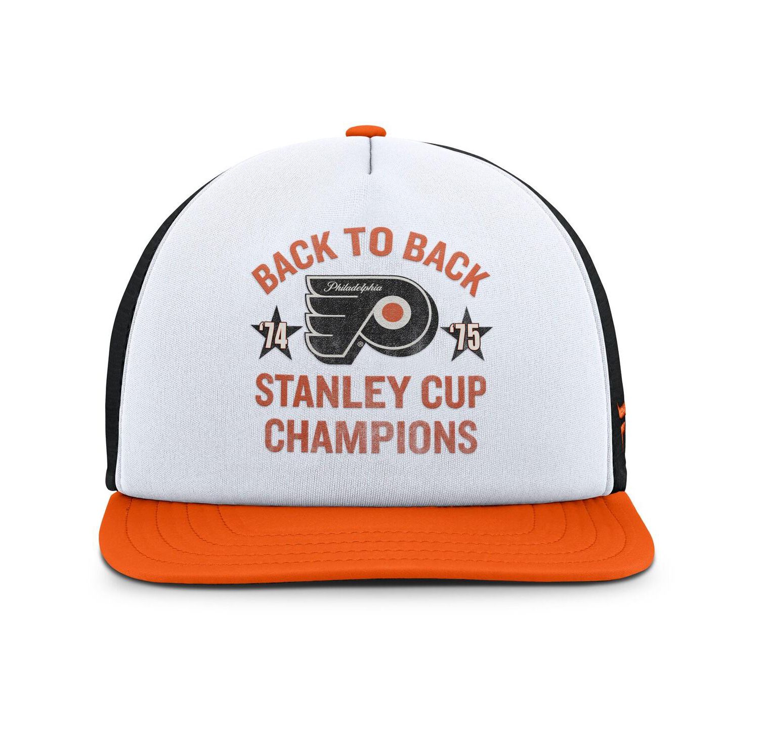 Men's White/Orange Philadelphia Flyers Decades Collection Foam Front Snapback Hat