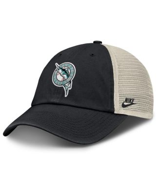 Nike - Men's  Black/Natural Florida Marlins Cooperstown Collection Club Trucker Adjustable Hat