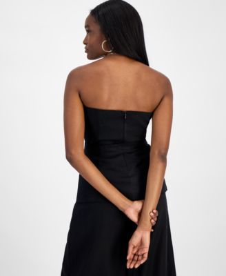 Women's Belted Strapless Button-Front Top, Exclusively at Macy's