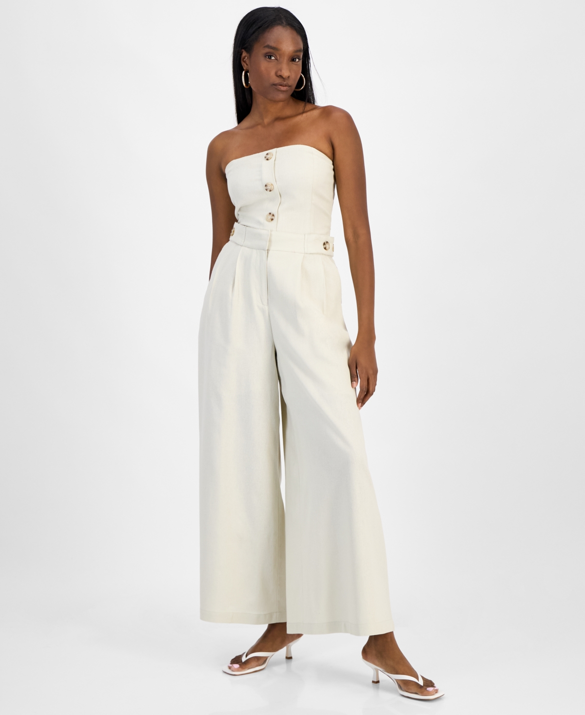 Women's Wide-Leg High-Rise Pants, Exclusively at Macy's - Beach Sand