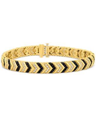 Macy's - Men's Black & White Diamond Chevron Link Bracelet (3 ct. t.w.) in 10k Gold