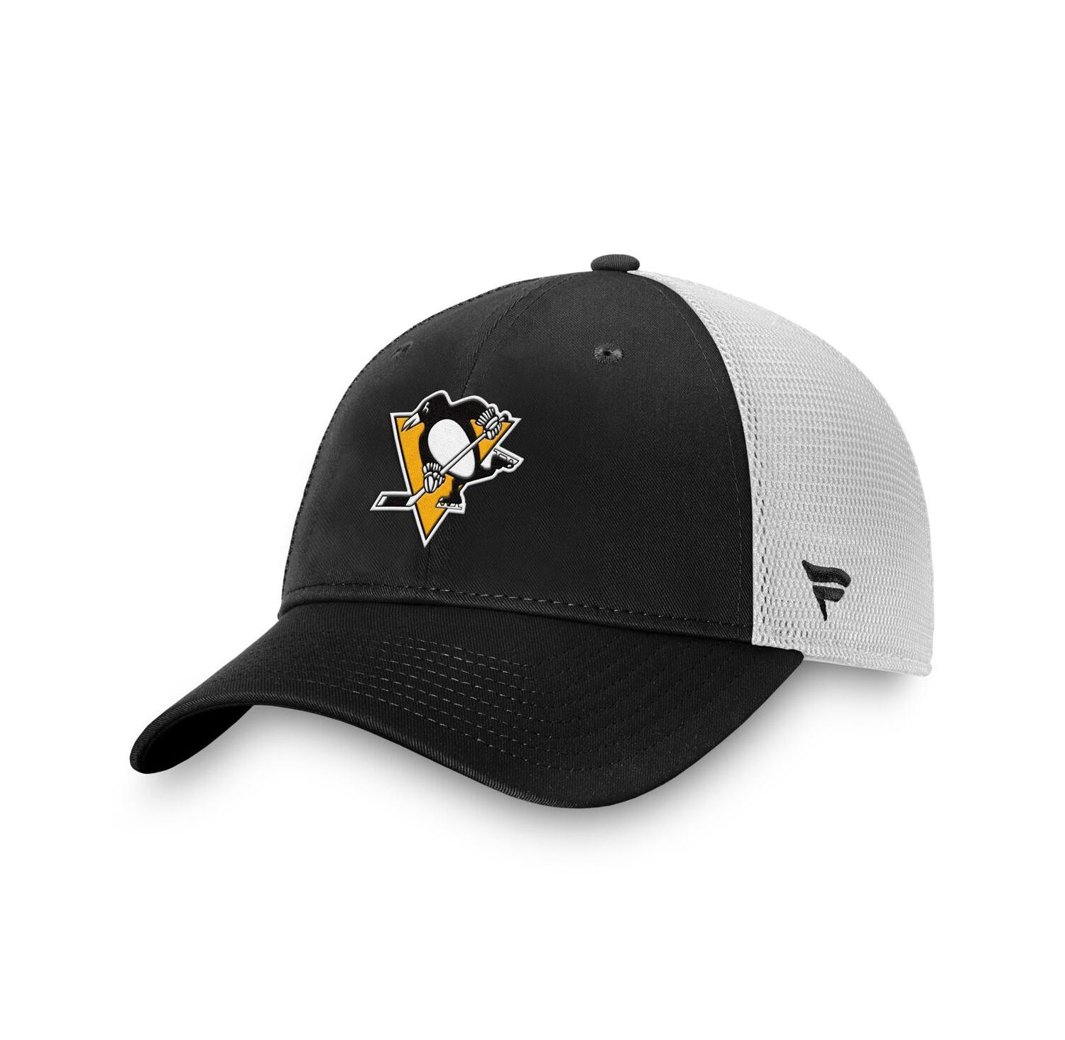 Men's Black/White Pittsburgh Penguins Core Primary Logo Trucker Adjustable Hat