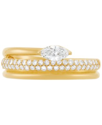 Lab Grown Diamond Marquise & Round Wrap Ring (1/2 ct. t.w.) in 14k Gold-Plated Sterling Silver