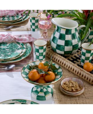 Mackenzie-childs Mackenzie Childs Emerald Check Dinnerware Serveware Collection
