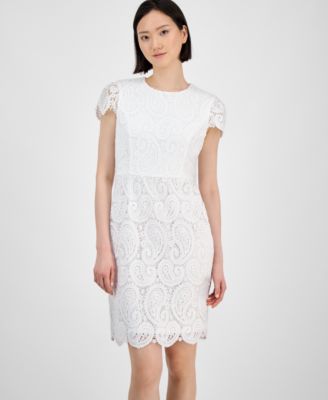 Petite Paisley Lace Cap-Sleeve Sheath Dress