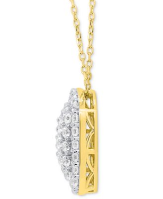 Lab-Grown Diamond Cushion Cluster 18" Pendant Necklace (2 ct. t.w.) in Sterling Silver or 14k Gold-Plated Sterling Silver