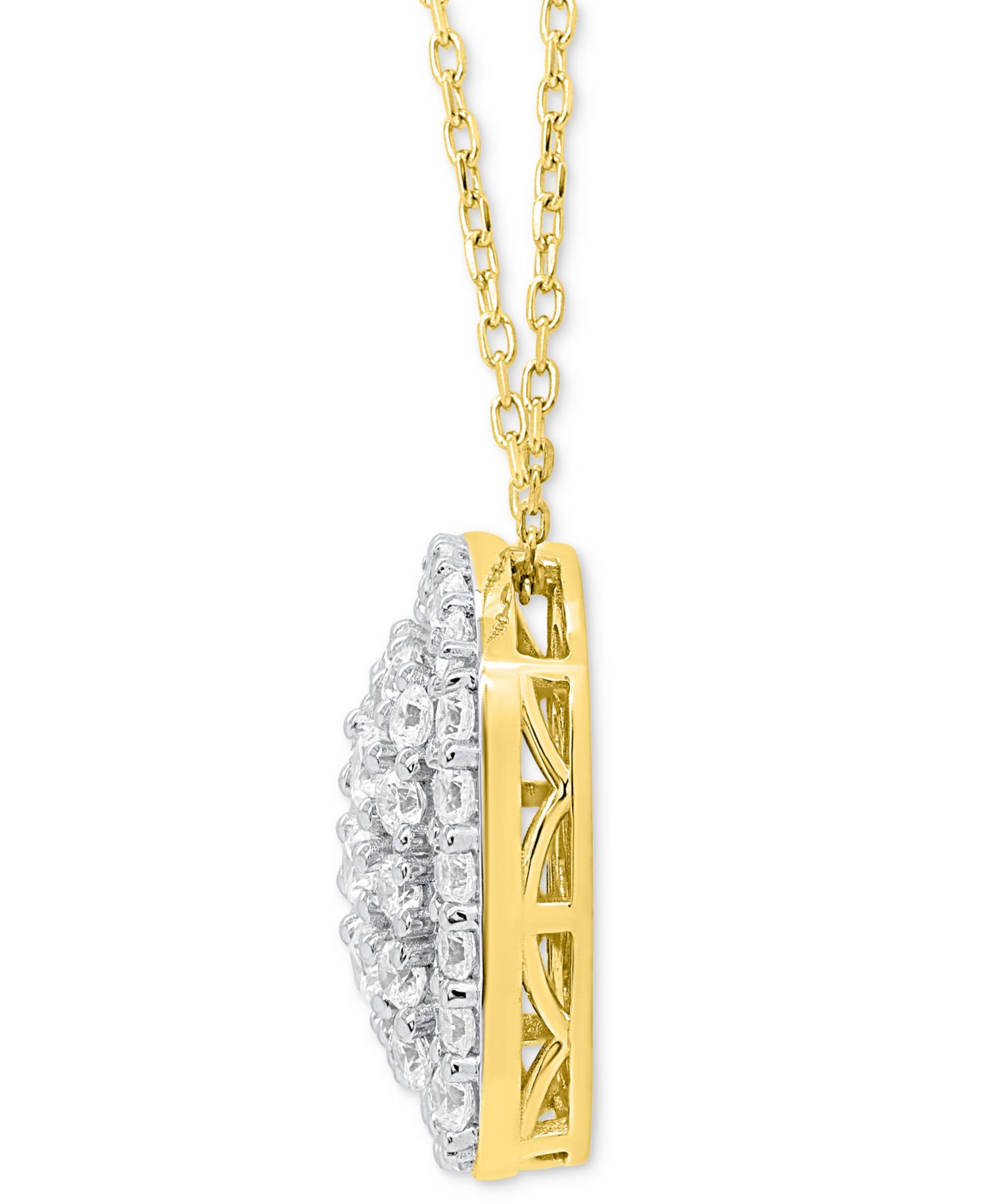 Lab-Grown Diamond Cushion Cluster 18" Pendant Necklace (2 ct. t.w.) in Sterling Silver or 14k Gold-Plated Sterling Silver