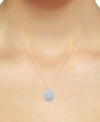 Lab Grown Diamond Double Halo Cluster 18" Pendant Necklace (2 ct. t.w.) in Sterling Silver or 14k Gold-Plated Sterling Silver