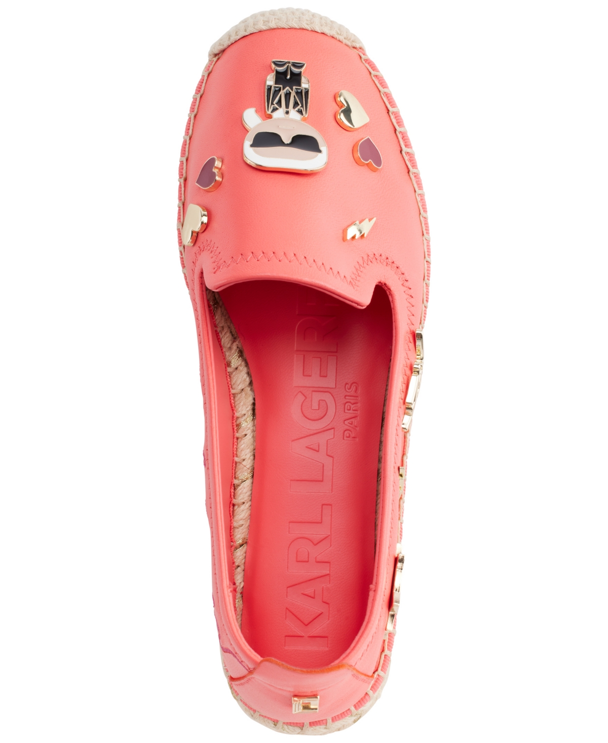 Karl Lagerfeld Women's Michaela Embellished Slip-on Espadrille Flats In Sunset Coral