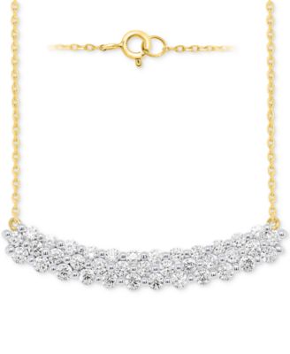 Lab Grown Diamond Cluster 18"  Necklace (2 ct. t.w.) in Sterling Silver or 14k Gold-Plated Sterling Silver