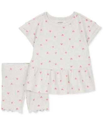 Carter's - Baby Girls 2-Pc. Heart-Print Top & Shorts Set