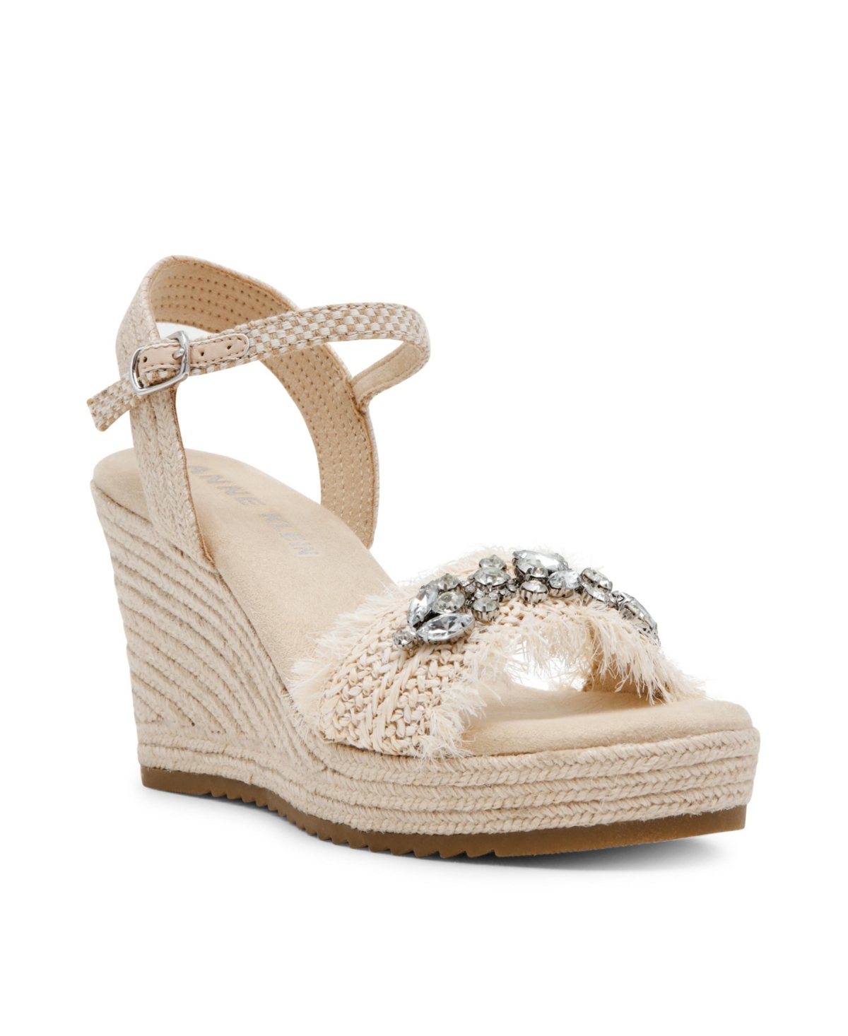 Women's Wilton Embellished Espadrille Wedge Sandals - Natural Raffia