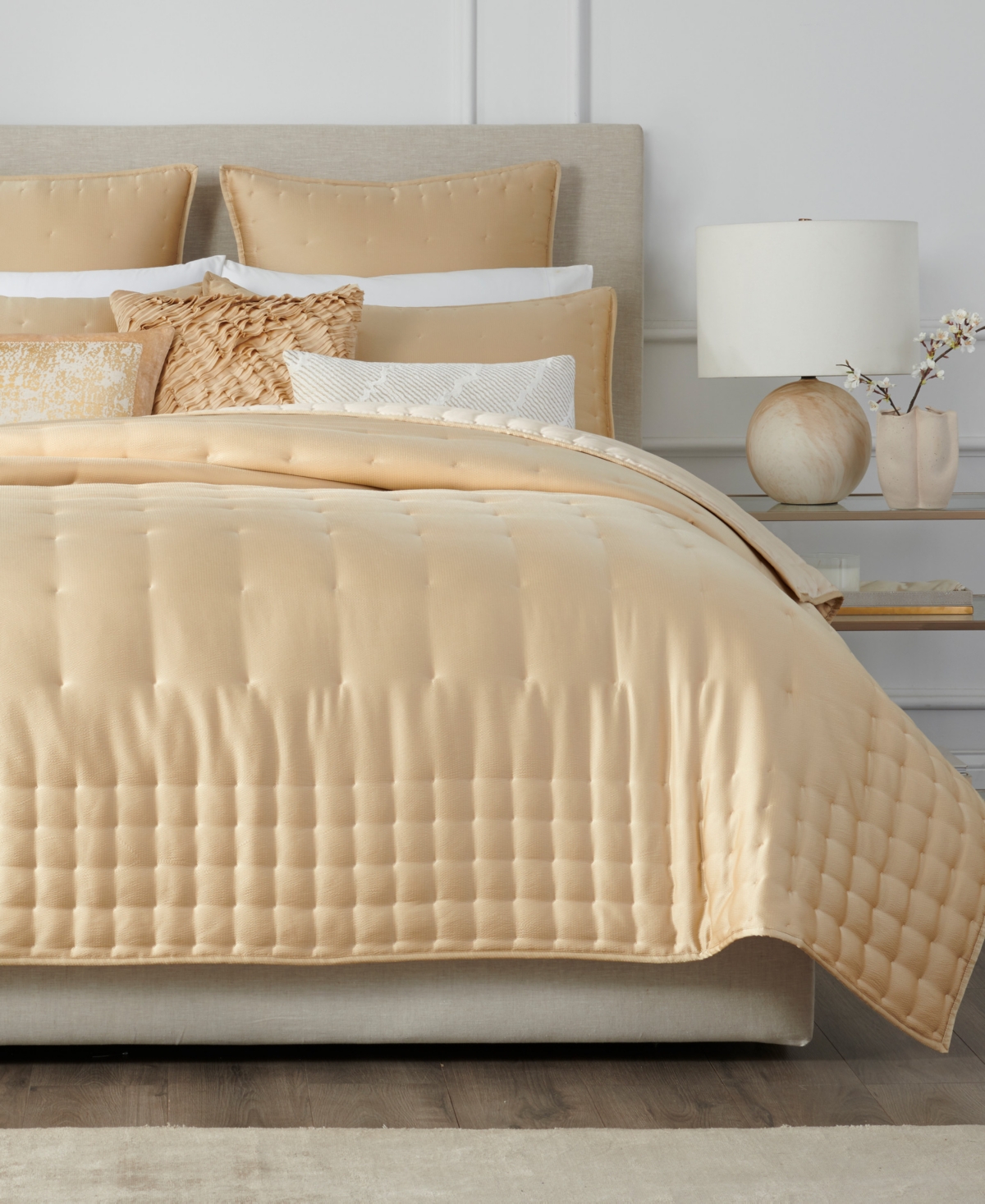 Donna Karan Home Hammered Silk Quilt, King In Gold