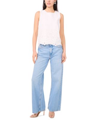 Women's Sleeveless Embroidered Hem Blouse