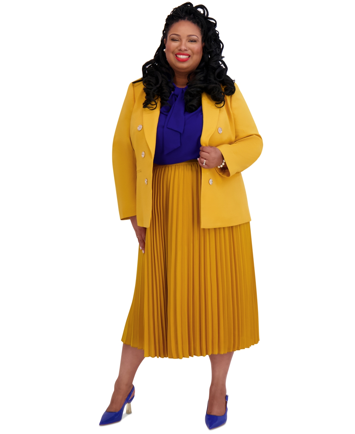 Women's Pleated Midi Skirt, Regular & Plus Sizes - Crimson