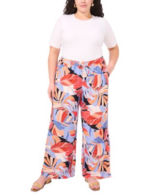 Women's Tropical-Print Drawstring-Waist Wide-Leg Pants, XS-3X