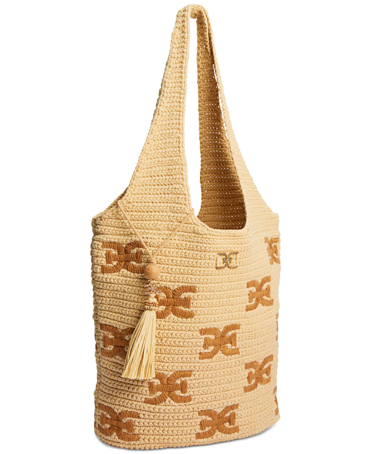 Shop Sam Edelman April North South Crochet Logo Tote In Natural