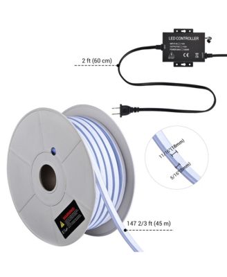 150FT Remote Control & APP AC 110V IP65 Waterproof Music Sync Dimmable Cuttable DIY DEL-D150R RGB Neon Rope Lights
