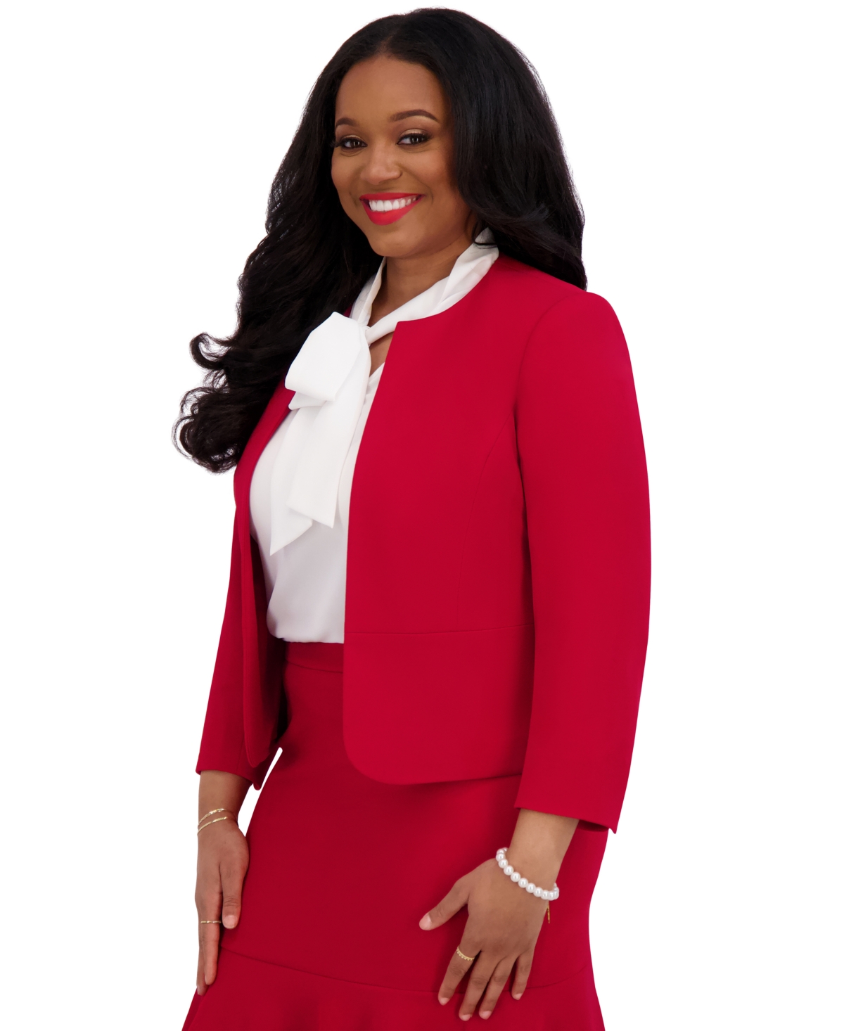 Kasper Women's Open-front Jacket, Regulaur & Plus Size In Crimson