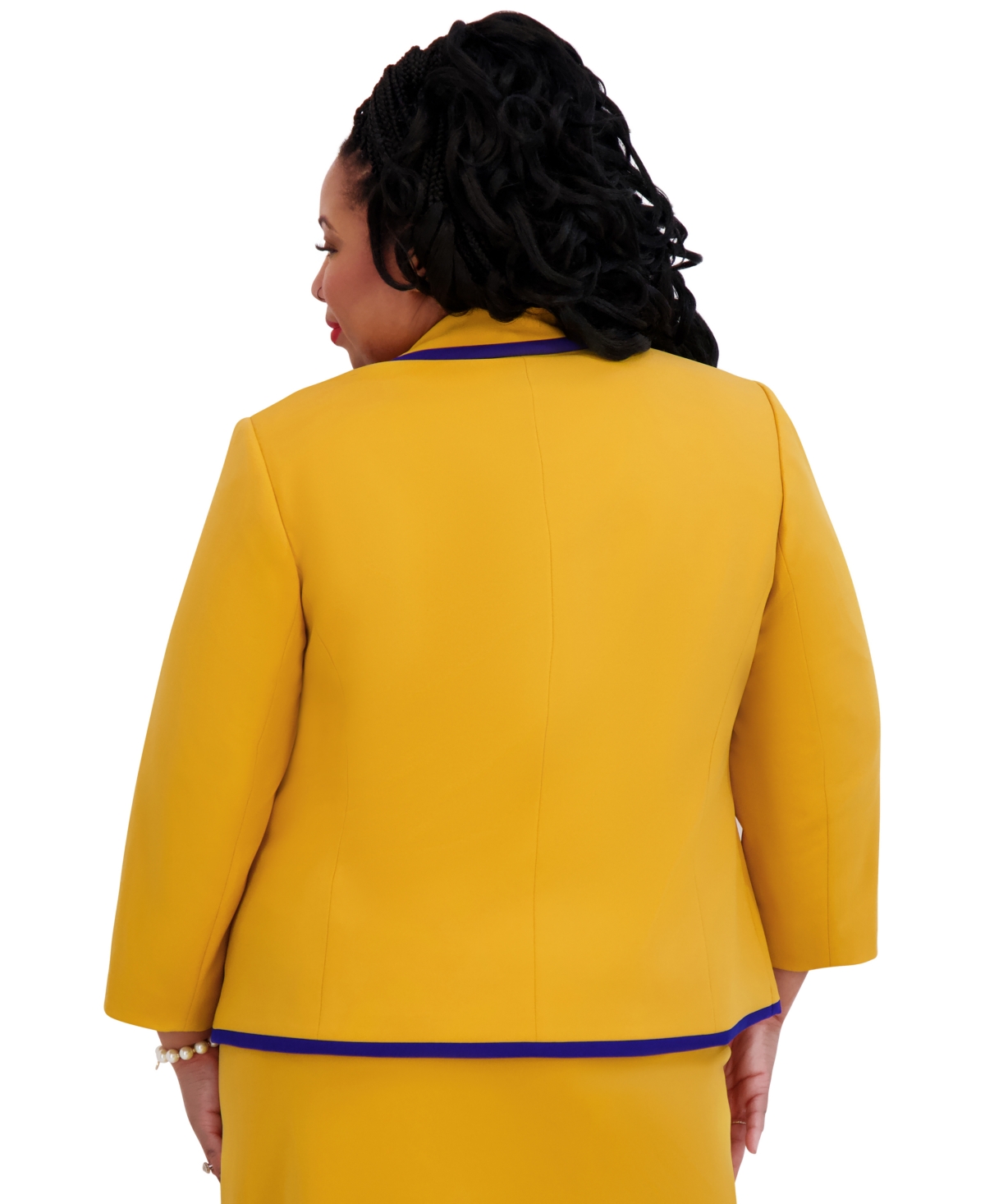 Kasper Women's Tipped Blazer, Regular & Plus Sizes In Gold Signature,royal Signature