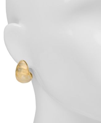 Gold-Tone Scallop J Hoop Clip-On Earrings