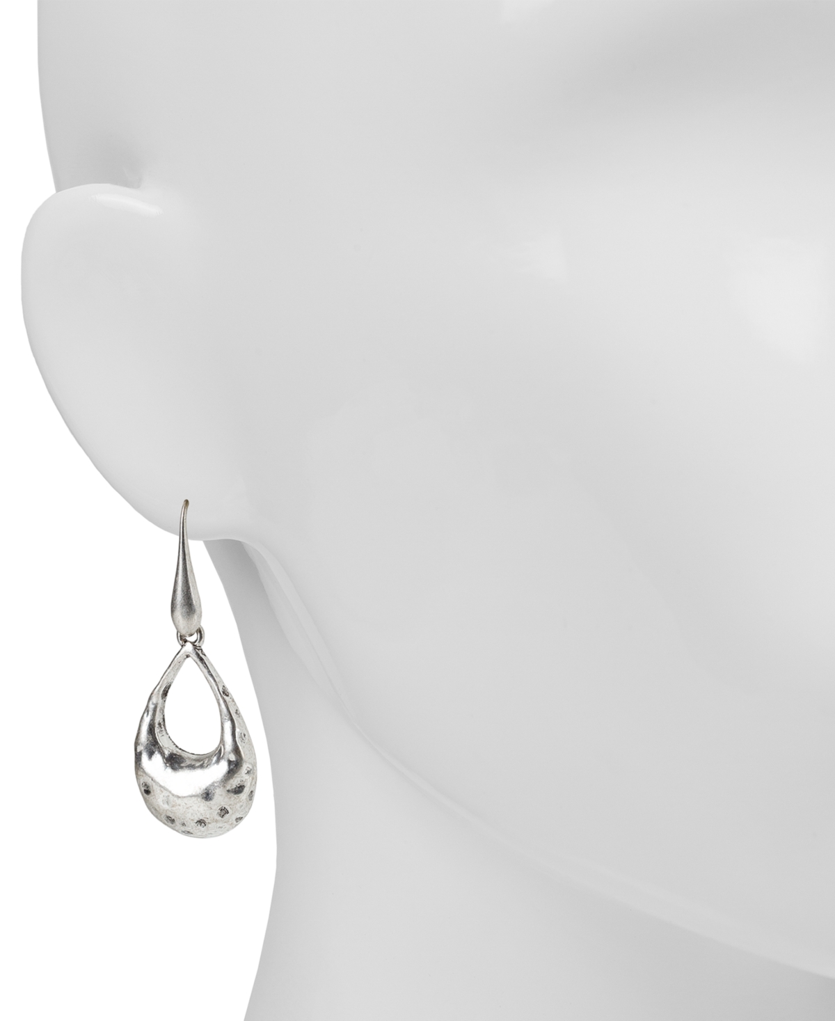 Shop Patricia Nash Guess Silver-tone Open Tear-shape Hammered Drop Earrings