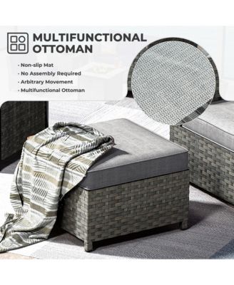 12 Pieces Outdoor Furniture Patio Sectional Sofa,No Assembly Required PE Wicker Conversation Sets with Armchairs,Ottomans and Coffee Table