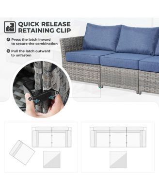 12 Pieces Outdoor Furniture Patio Sectional Sofa,No Assembly Required PE Wicker Conversation Sets with Armchairs,Ottomans and Coffee Table