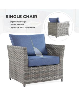 12 Pieces Outdoor Furniture Patio Sectional Sofa,No Assembly Required PE Wicker Conversation Sets with Armchairs,Ottomans and Coffee Table