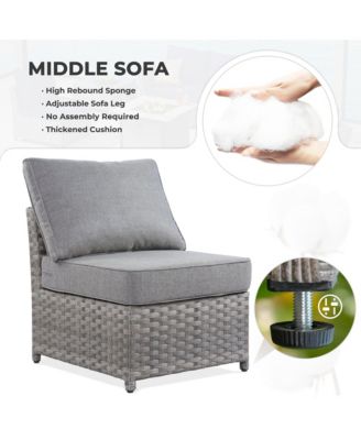 13 Pieces Outdoor Furniture Patio Sectional Sofa,No Assembly Required PE Wicker Conversation Sets with 42" Fire Pit,Armchairs,Ottomans and Coffee Table for Garden Poolside Backyard